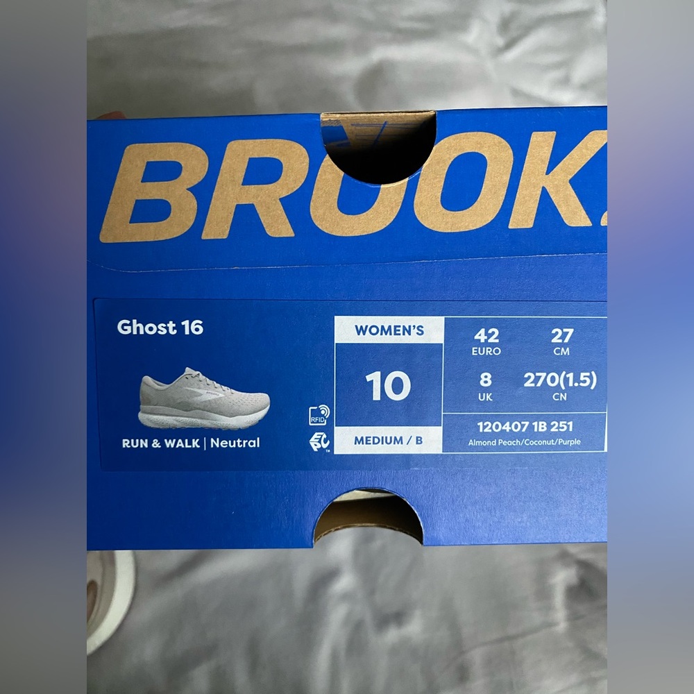 Brooks Ghost Sneakers Almond Peach/Coconut/Purple size W10 - Picture 6 of 7